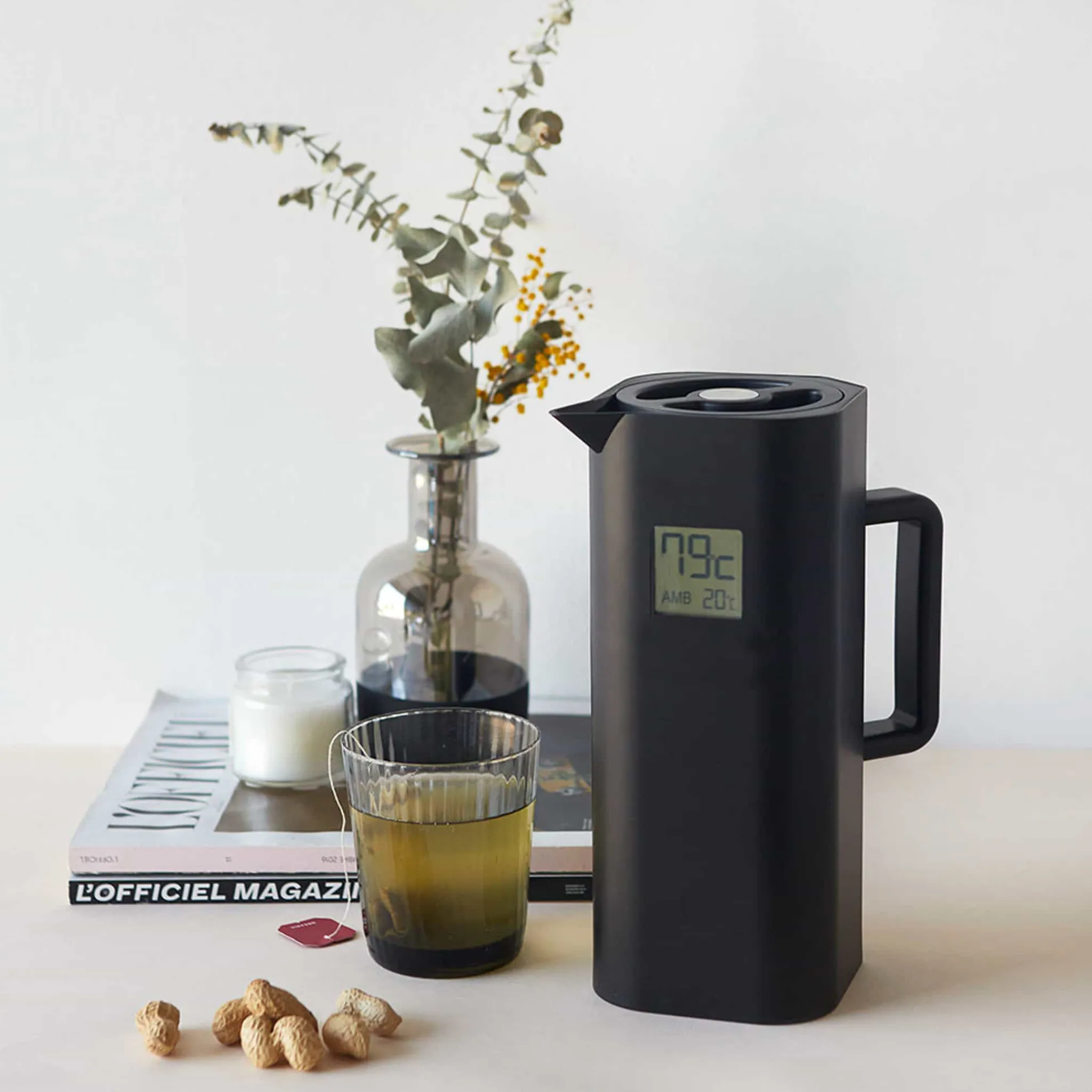 Balvi Black Thermos with Thermometer, 1 Litre Clearance