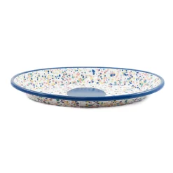 Kapka Blue Dot Enamel Oval Serving Tray, 31cm