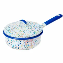 Kapka Enamel Blue Dot Enamel Saute Pan with Lid, 16cm Best