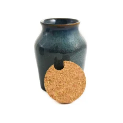 Ceramica Nicola Blue Glaze Salt Pot with Cork Lid