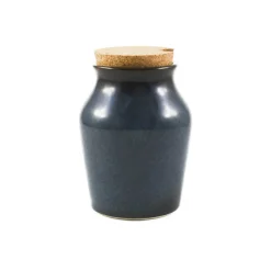 Ceramica Nicola Blue Glaze Salt Pot with Cork Lid