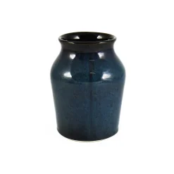 Ceramica Nicola Blue Glaze Salt Pot with Cork Lid