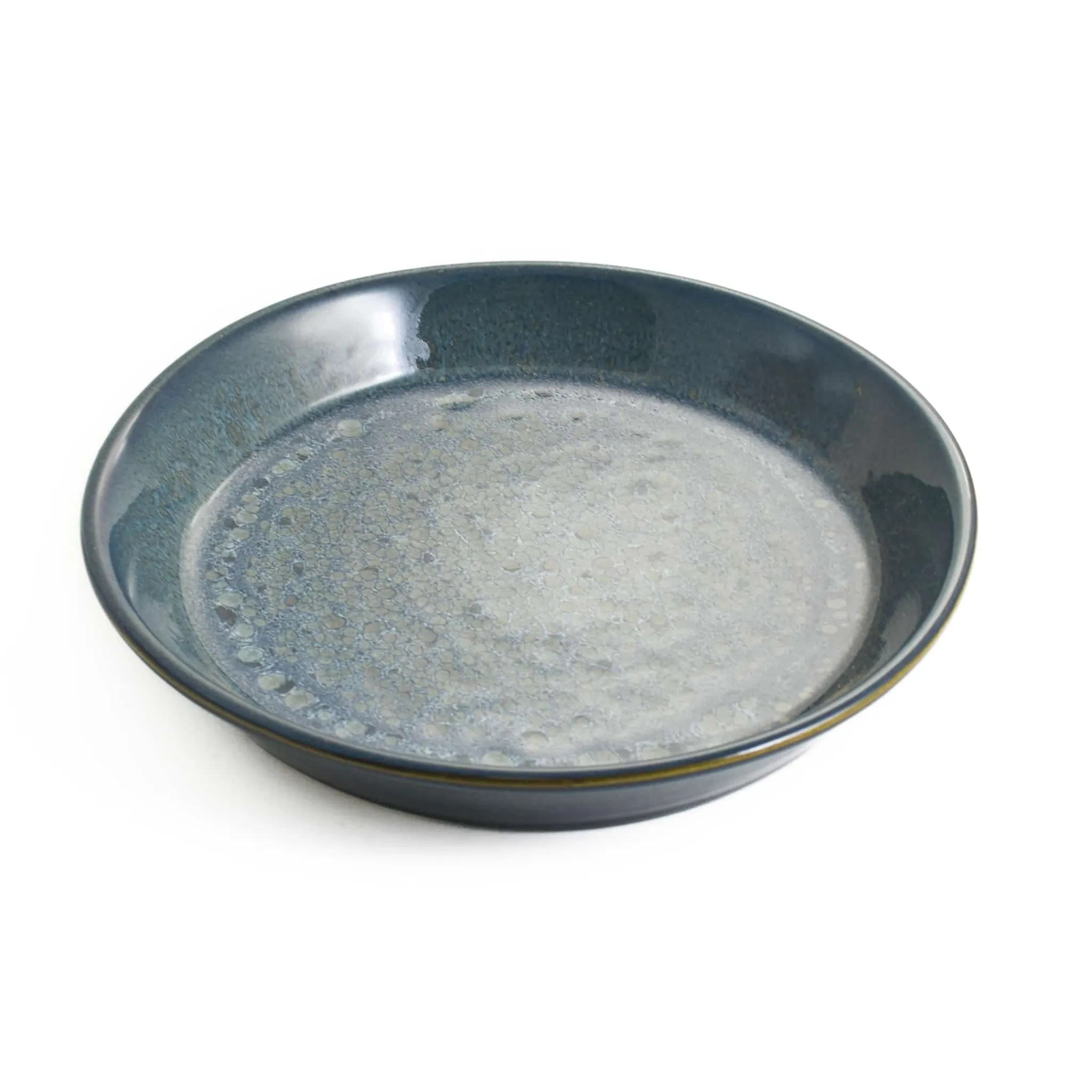 Ceramica Nicola Blue Glaze Wide Shallow Bowl New