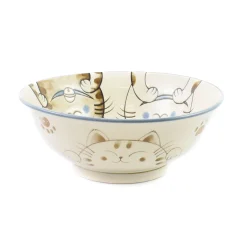 Kiji Stoneware & Ceramics Blue Lucky Cat Japanese Ramen Bowl, 21cm Discount