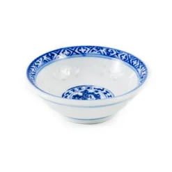 Chinese Tableware Blue Rice Pattern Sauce Dish, 7 cm