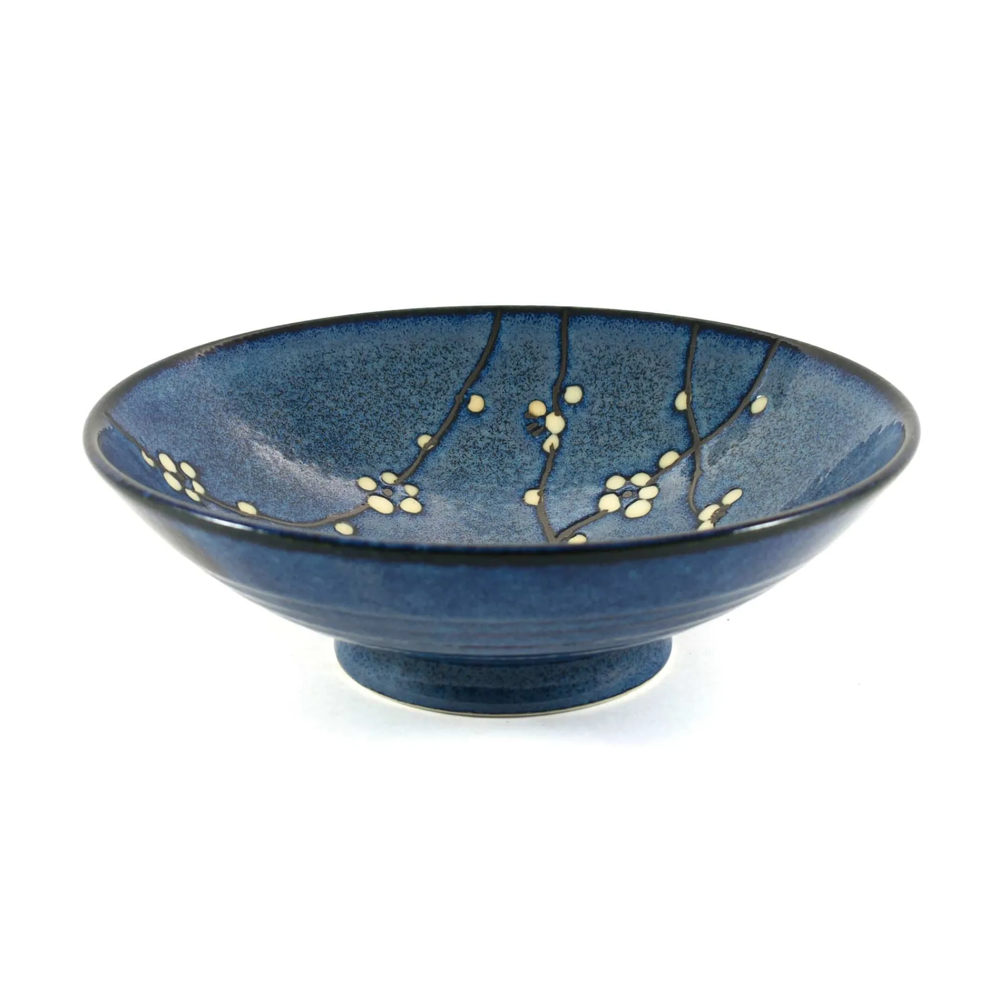 Kiji Stoneware & Ceramics Blue Sakura Shallow Bowl, 24.5cm