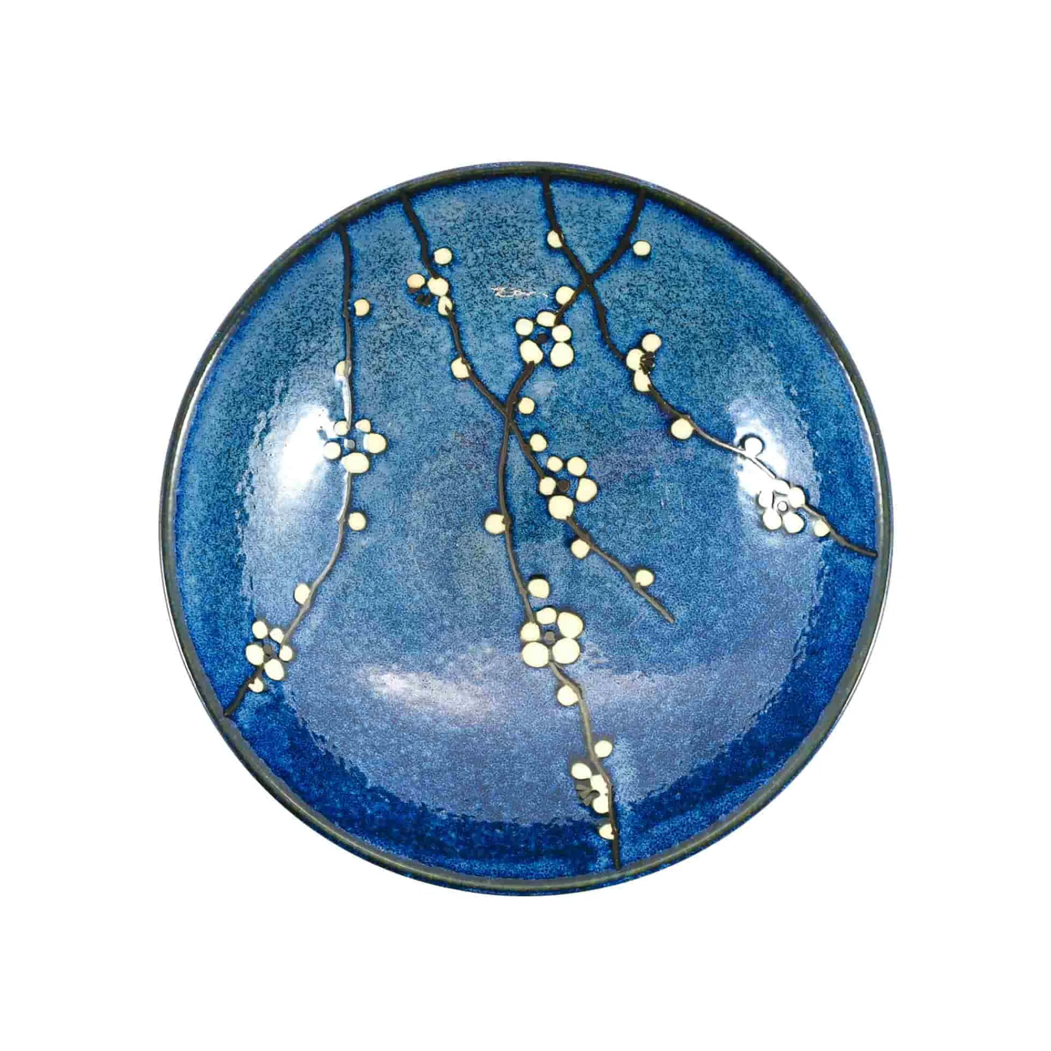 Kiji Stoneware & Ceramics Blue Sakura Shallow Bowl, 24.5cm