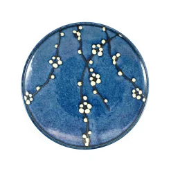 Kiji Stoneware & Ceramics Blue Sakura Side Plate, 22.5cm Sale