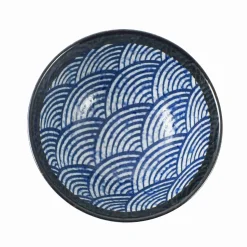 Kiji Stoneware & Ceramics Blue Wave Large Rice Bowl, 15.5cm Online