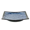 Kiji Stoneware & Ceramics Blue Wave Large Square Plate, 23.5cm