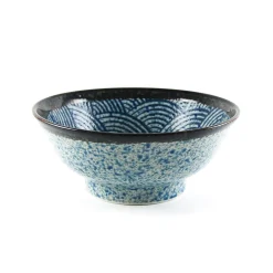 Kiji Stoneware & Ceramics Blue Wave Ramen Bowl, 21cm Clearance