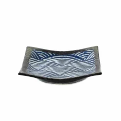 Kiji Stoneware & Ceramics Blue Wave Small Square Plate, 13.5cm Best
