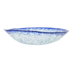 Turkish Tableware Cobalt Blue Rim Glass Serving Bowl, 25cm Outlet