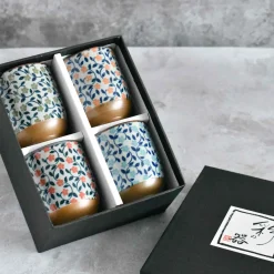 Kiji Stoneware & Ceramics Colourful Japanese Flower Tea Cup Set Online