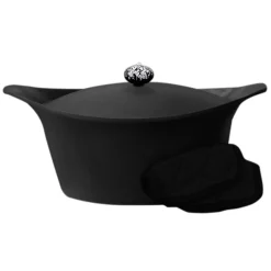 Cookut Lightweight Non-Stick Dutch Oven with Pot Holders, Black, BPA-Free Sale