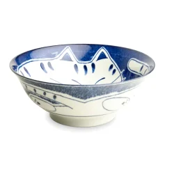 Emro Aziatica Dark Blue Lucky Cat Japanese Ramen Bowl, 21cm Hot