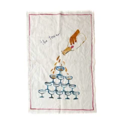 Dinette Champagne Tower Linen Tea Towel Outlet