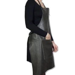 Dutchdeluxes Leather BBQ Apron in Vintage Grey New