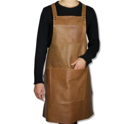 Dutchdeluxes Leather Suspender Apron in Vintage Camel Clearance