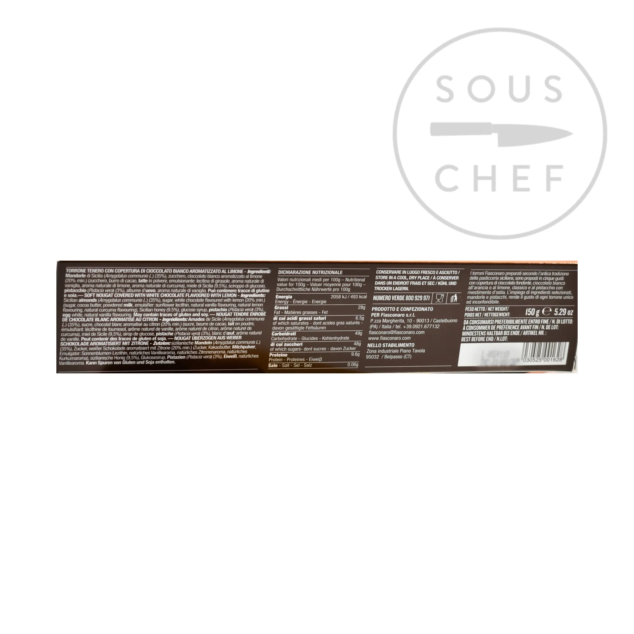 Fiasconaro Sicilian Lemon Torrone, 150g New