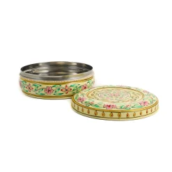 Indian Tiffin Hand Painted Single Tier White Tiffin Tin, 300ml Discount