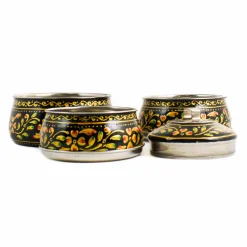 Indian Tiffin Hand Painted Three Tier Black Tiffin Tin, 1.5 Litre Outlet