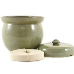 Sauerkraut Pots Handmade Stoneware Fermenting Crock in Green 2 litre Best