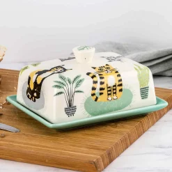 Hannah Turner Cat Butter Dish, 16x12.5cm Discount