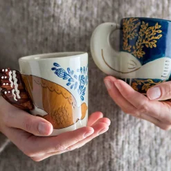 Bloomingville Hezha White Mug with Bird, 8cm Hot