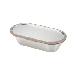 Aikata Japanese Brown Rim Stainless Steel Lunch Box, 21x11cm Outlet