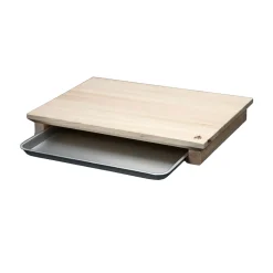 Kodai Japanese Hinoki Cypress Wood Chopping Board with Prep Tray, 42x30x5cm Sale