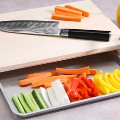 Kodai Japanese Hinoki Cypress Wood Chopping Board with Prep Tray, 42x30x5cm Sale