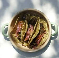 Kapka Enamel Kapka x Sous Chef Colourblock Enamel Frying Pan, 16cm, Green & Pink