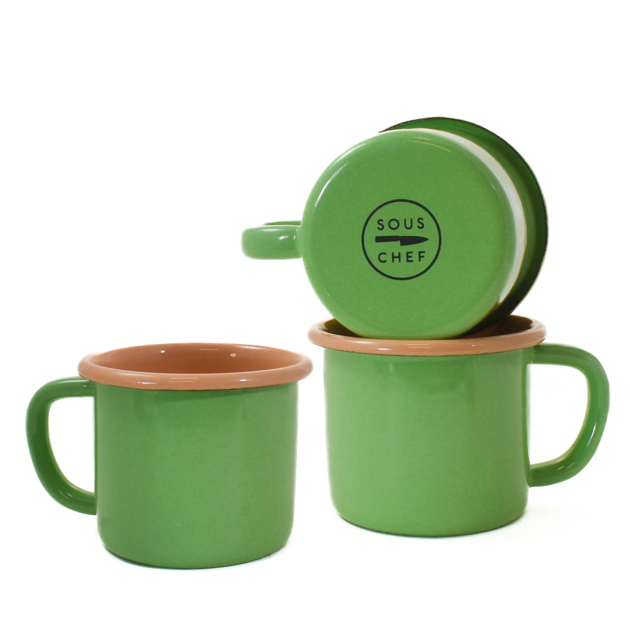 Kapka Enamel Kapka x Sous Chef Colourblock Enamel Mug, Green & Pink, 350ml