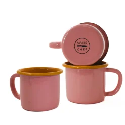 Kapka Enamel Kapka x Sous Chef Colourblock Enamel Mug, Pink & Yellow, 350ml New