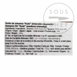 Kuki Sangyo Medium Intensity Sesame Oil, 340g Hot
