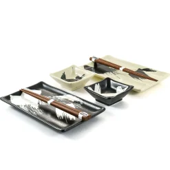 Kiji Stoneware & Ceramics Kuro To Shiro Sushi Serving Set