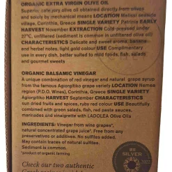 Ladolea Set of 2 Organic Greek Extra Virgin Olive Oil & Sweet Vinegar, 80ml