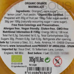 LoRUSSo Organic Artisanal Orange Jam, 305g New