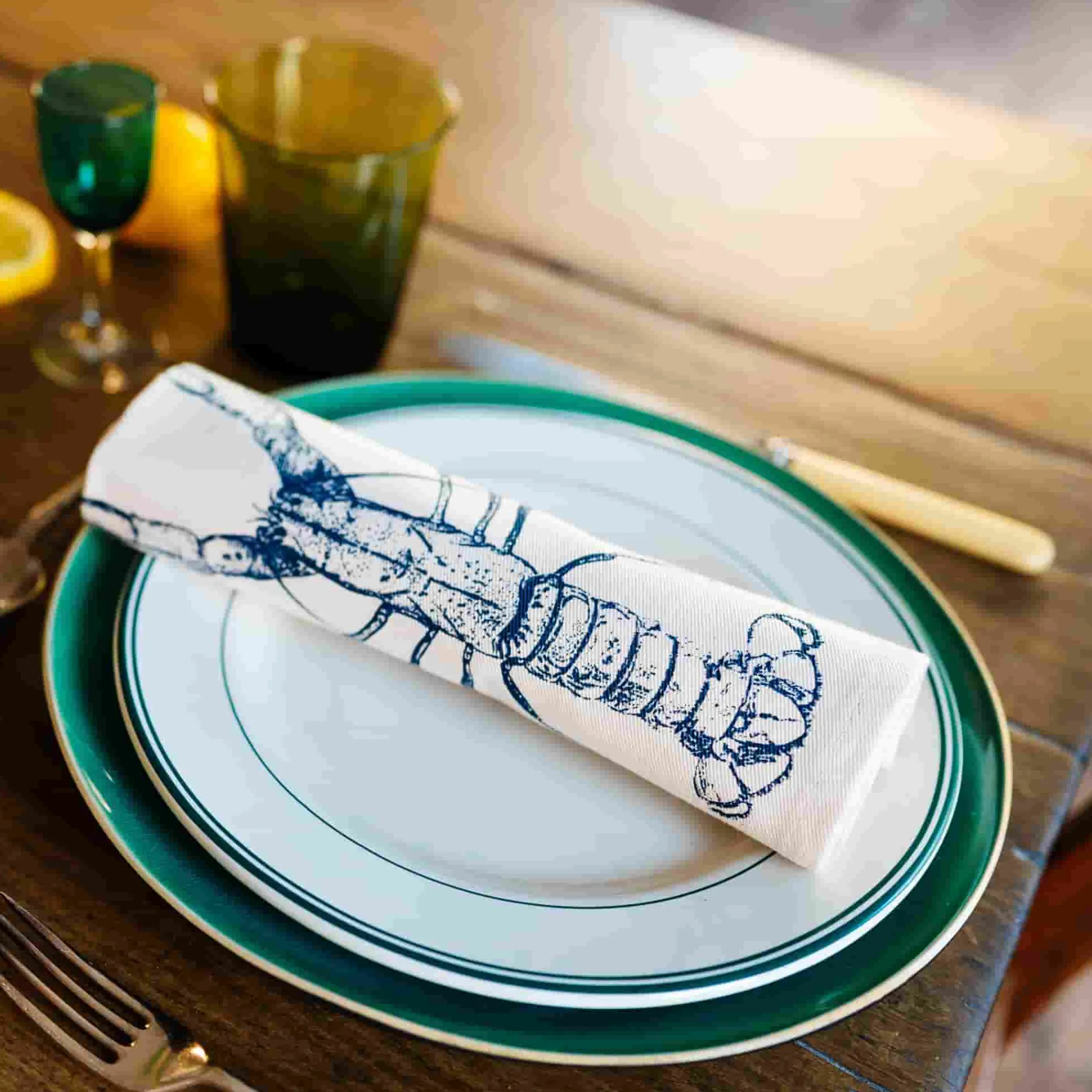 Lottie Day Set of 4 Blue Lobster Napkins Clearance
