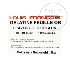 Louis Francois Gelatine Sheets, 1kg Sale