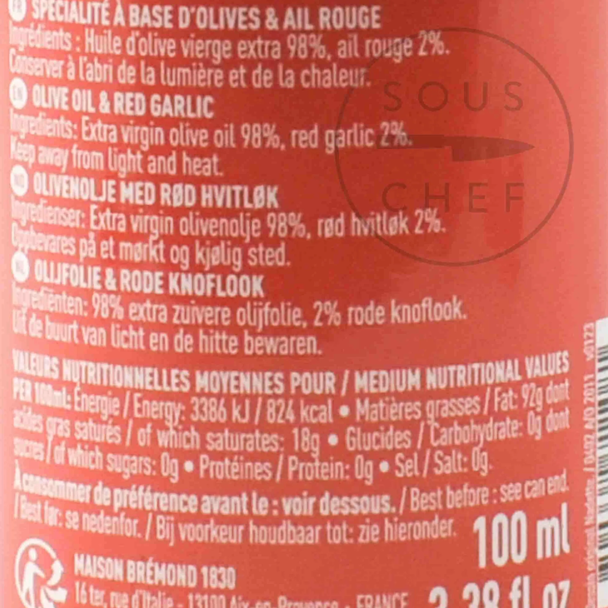 Maison Bremond Extra Virgin Olive Oil with Red Garlic, 100ml Clearance