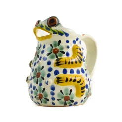 Gorky Pottery Mexican Hand Painted Floral Frog Milk Jug Hot