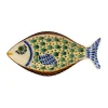 Gorky Pottery Mexican Hand Painted Green Fish Serving Dish, 14x25cm