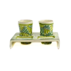 Gorky Pottery Mexican Hand Painted Green Tequila Cup Set Discount