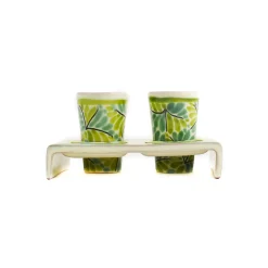 Gorky Pottery Mexican Hand Painted Green Tequila Cup Set Discount