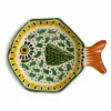Gorky Pottery Mexican Hand Painted Green & Yellow Fish Dish, 14x19cm Online