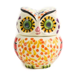 Gorky Pottery Mexican Hand Painted Orange Owl Sugar Bowl Outlet