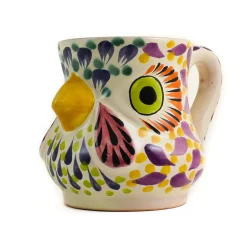 Gorky Pottery Mexican Hand Painted Rooster Mug with Orange Detail Clearance