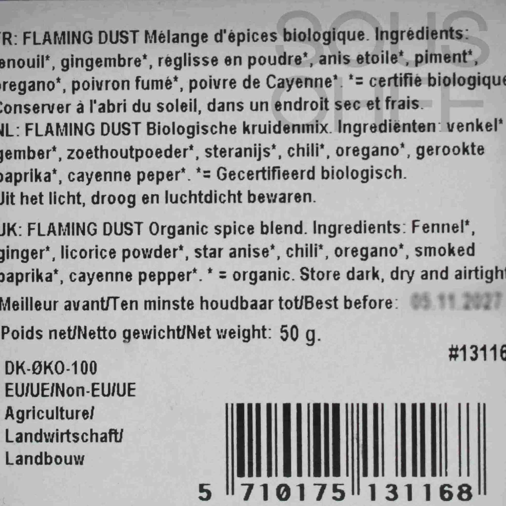 Mill & Mortar Organic Flaming Dust BBQ Rub, 50g Best